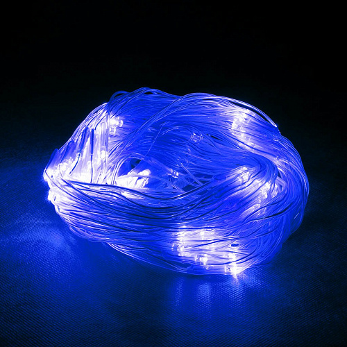 24V Электрогирлянда-конструктор "Сеть" 144 синих LED ламп, прозрачный провод, 1,2*1,5 м /32/4. Фото 2