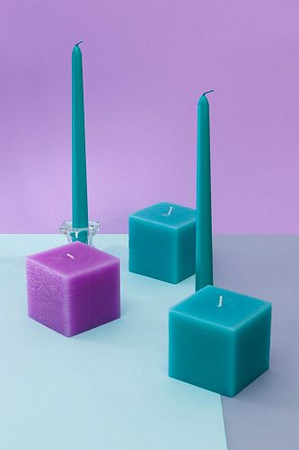 Декоративные свечи для дома "Калейдоскоп", Набор 3 шт, форма куб, (н-р №15). Фото 2