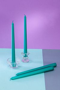 Набор интерьерных свечей "Бирюзовый бриз", 4шт, форма конус, выс 25 см. (н-р №8)