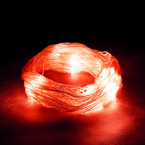 24V Электрогирлянда-конструктор "Сеть" 144 красных LED ламп, прозрачный провод, 1,2*1,5 м /32/4. Фото 2