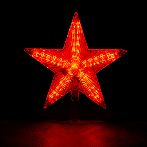 Верхушка на елку "Звезда" красная 30 красных мигающих led, зеленый провод 3м,  20*20 см, 220 v /20. Фото 2