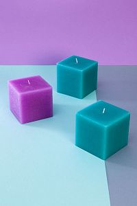 Свечи в КАЛЕЙДОСКОП, форма куб 7,5*7,5 (уп.3шт) №14