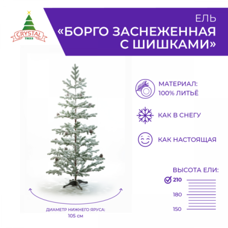 Ель БОРГО заснеженная с шишками