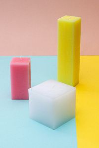 Набор декоративных свечей "Полевые цветы", 3 шт, форма куб и брус, (н-р №27)