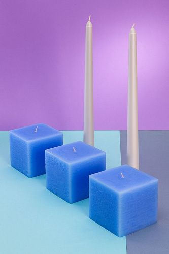 Декоративные свечи для дома "Калейдоскоп", Набор 3 шт, форма куб, (н-р №19). Фото 3