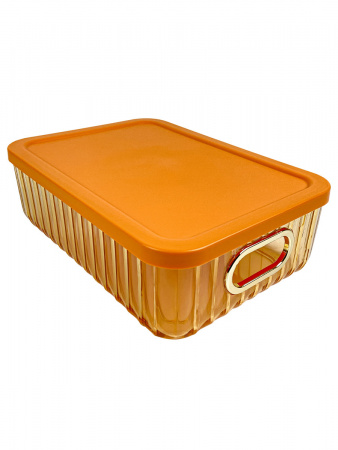 Контейнер для хранения пластиковый с крышкой 26*18.5*8.5, материал:PET +bamboo lid цвет: оранжевый (6505)