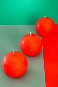 Набор декоративных свечей "Красный мак", 3 шт,  форма шар, (н-р №34)