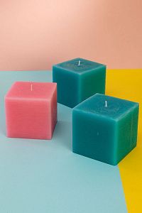 Декоративные свечи для дома "Калейдоскоп", Набор 3 шт, форма куб, (н-р №15)