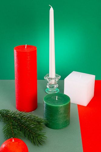 Набор декоративных свечей "Рождественская история", 3 шт, форма куб и цилиндр , (н-р №24). Фото 2