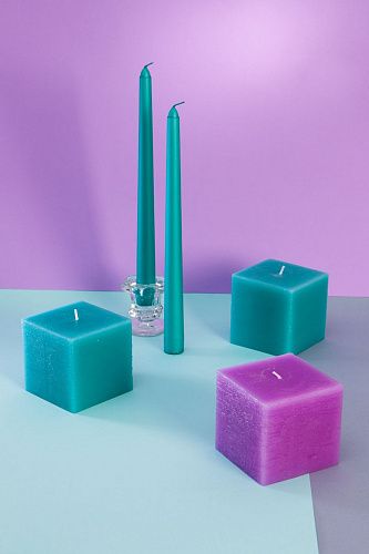 Декоративные свечи для дома "Калейдоскоп", Набор 3 шт, форма куб, (н-р №16). Фото 2