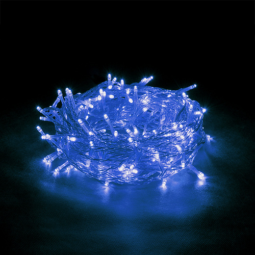 24V Электрогирлянда-конструктор "Бахрома" 64 синих LED ламп, 12 нитей, прозрачный провод, 2*1 м /32/4. Фото 2