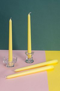 Набор интерьерных свечей "Лимонное счастье" 4 шт, форма конус, выс 25 см. (н-р №7)