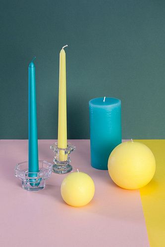 Набор интерьерных свечей "Бирюзовый бриз", 4шт, форма конус, выс 25 см. (н-р №8). Фото 3