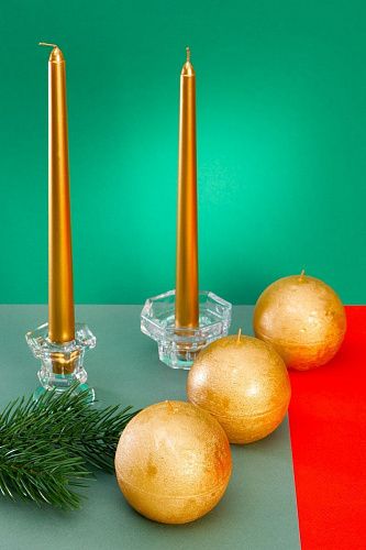Набор интерьерных свечей "Брызги шампанского" 4 шт, форма конус, выс 25 см. (н-р №6). Фото 2