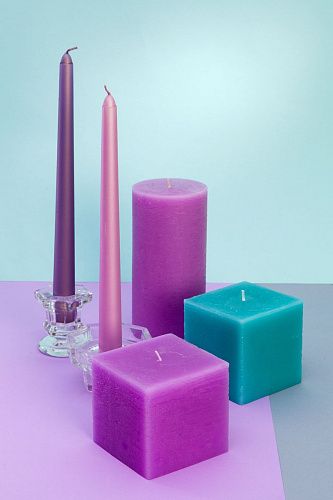 Набор интерьерных свечей  "Лавандовое поле", 4шт, форма конус, выс 25 см. (н-р №13). Фото 2