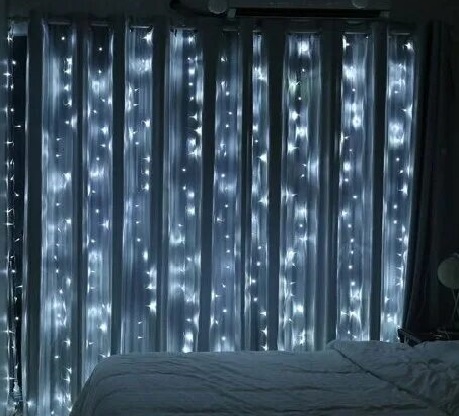 Занавес 3 на 3м белый 8 режимов, пульт