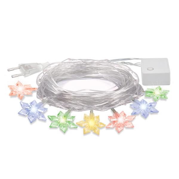 Электрогирлянда "Цветочки" 80 разноцветных LED ламп, контроллер 8 режимов, прозрачный провод, 10 м, 220 v /20