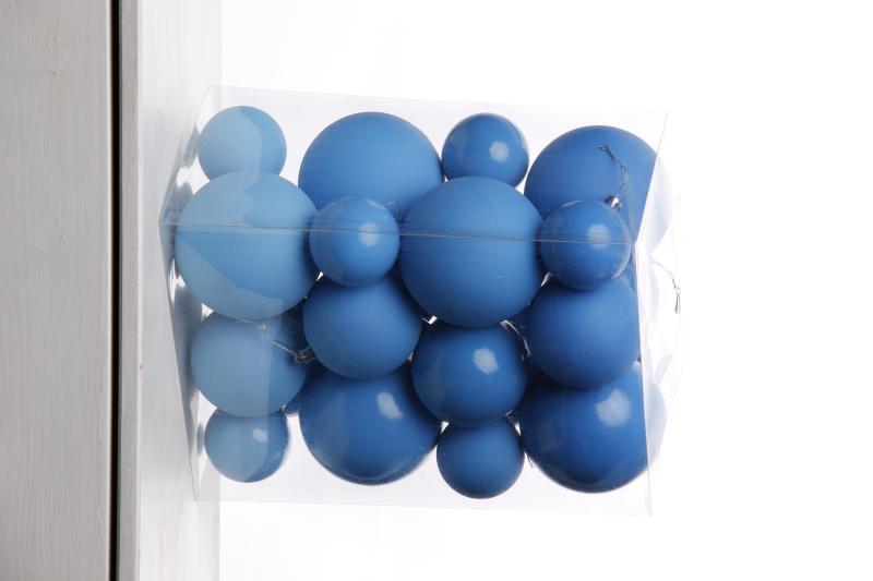 Набор шаров 6, 8, 10 см, пластик, матовый/глянцевый цвет 311/7/8/9, 24шт в ПВХ, РШ