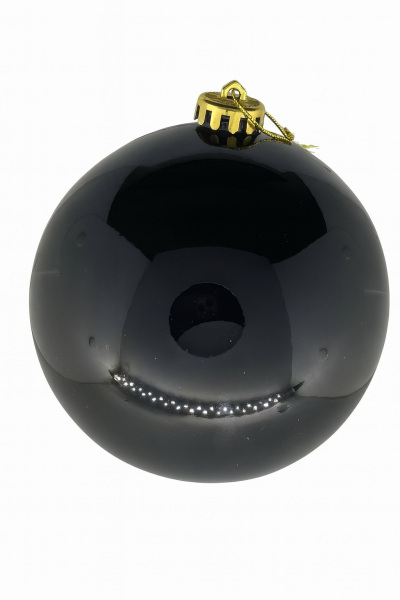 Набор шаров глянцевый, пластик, 10см, черный, 6шт