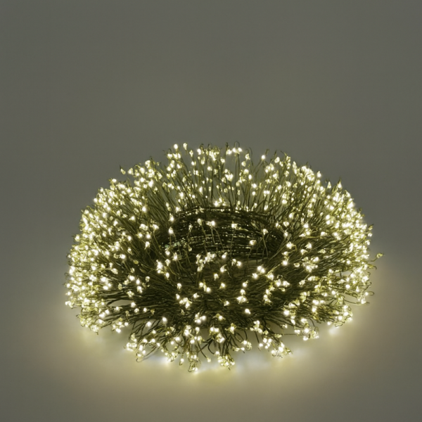 Гирлянда МИШУРА провод зеленый 30м, 1000 LED тепло-белый