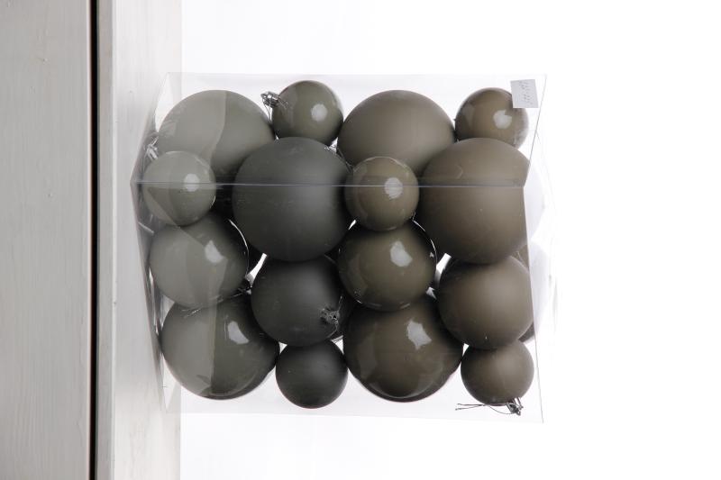 Набор шаров 6, 8, 10 см, пластик, матовый/глянцевый цвет 222/223/224/225, 24шт в ПВХ, РШ