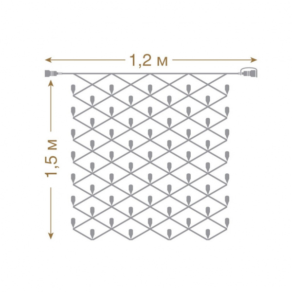 24V Электрогирлянда-конструктор "Сеть" 144 синих LED ламп, прозрачный провод, 1,2*1,5 м /32/4