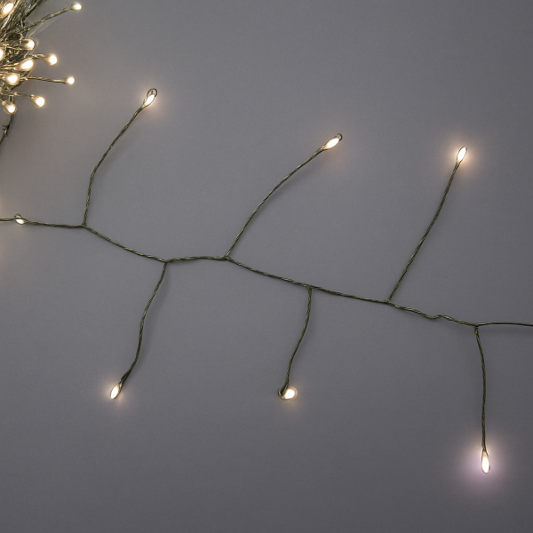 Гирлянда МИШУРА провод зеленый 30м, 1000 LED тепло-белый