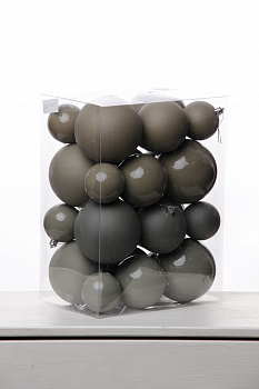 Набор шаров 6, 8, 10 см, пластик, матовый/глянцевый цвет 222/223/224/225, 24шт в ПВХ, РШ