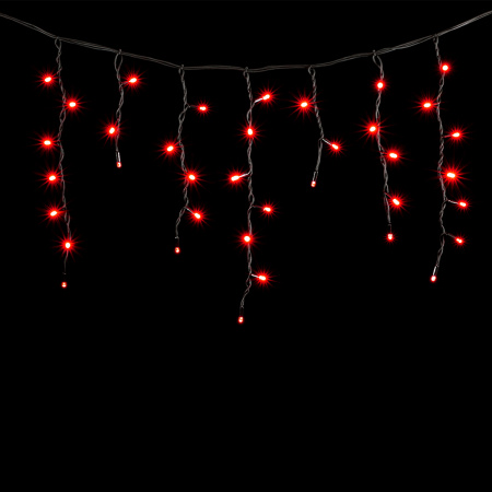 04-004 Светодиодная бахрома 3,1x0,5м, 220-230V, черн. пр., красный