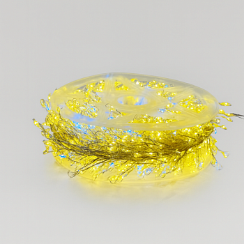 Гирлянда МИШУРА провод белый 50м, 1500 LED тепло-желтый +1флеш син