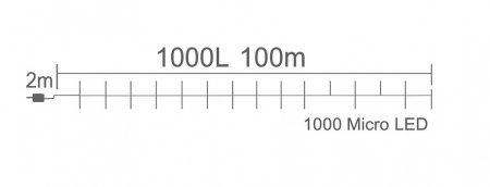 Гирлянда РОСА белый провод 100м, 1000 LED тепло-белый 4+1 флеш