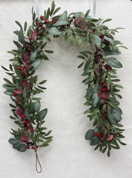 Гирлянда с бордовыми и зелеными листьями ​180 см