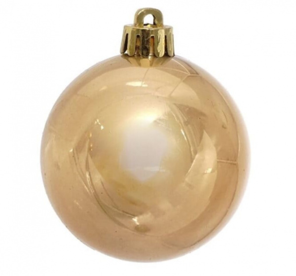 Шар новогодний глянцевый, пластик, 12см, шампань