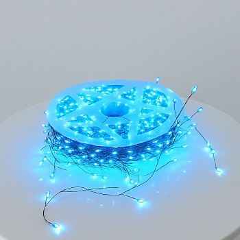 Гирлянда МИШУРА провод белый 30м, 1000 LED синий +1флеш