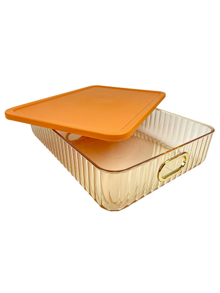 Контейнер для хранения пластиковый с крышкой 36.3*26*8.5, материал:PET+PP цвет: прозрачный (6503)