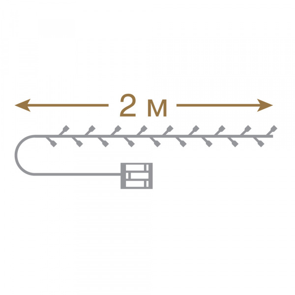 Электрогирлянда "Нить" 20 холодных LED ламп РОСА, серебристый провод, 2 м, на батарейках (не в комплекте), с пультом, дисплей-бокс /200/50