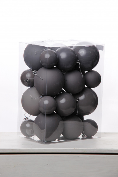 Набор шаров 6, 8, 10 см, пластик, матовый/глянцевый цвет 255/256/257/258, 24шт в ПВХ, РШ