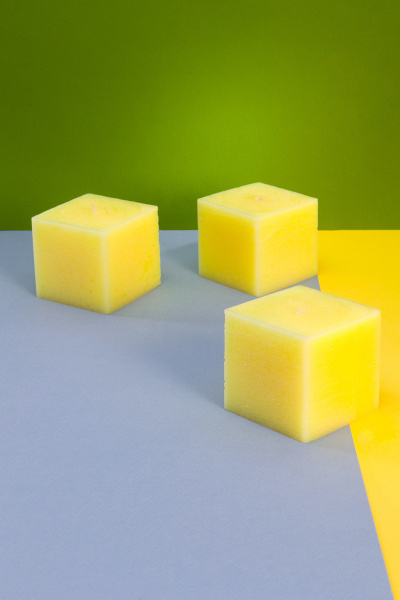 Свечи в КАЛЕЙДОСКОП, форма куб 7,5*7,5 (уп.3шт) №18