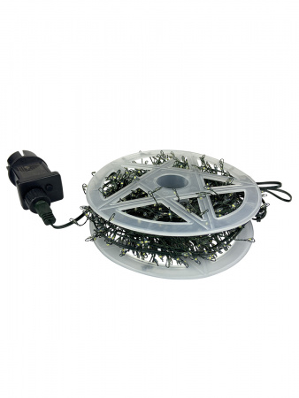 Электрогирлянда "Мишура " 900 холодных LED ламп , зеленый провод 30м. Длина провода от вилки до ламп