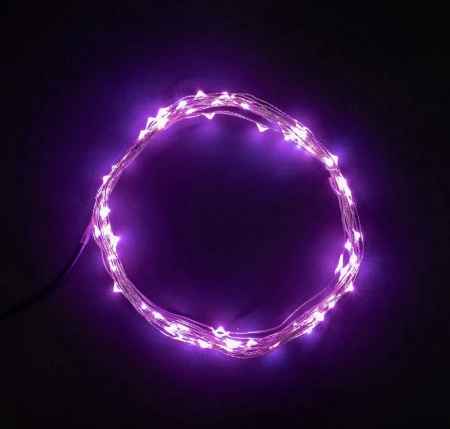 08-001, Светодиодная нить "Роса", 10м., 12V, прозр. пр., красный