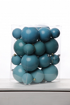 Набор шаров 6, 8, 10 см, пластик, матовый/глянцевый цвет 78/79/80/81, 24шт в ПВХ, РШ