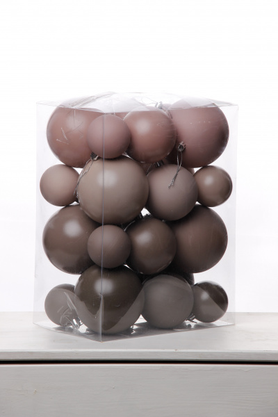 Набор шаров 6, 8, 10 см, пластик, матовый/глянцевый цвет 26/27/28/29, 24шт в ПВХ, РШ