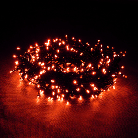 Электрогирлянда "Нить" 100 красных LED ламп, контроллер 8 режимов, зеленый провод, 10 м, 220 v /20