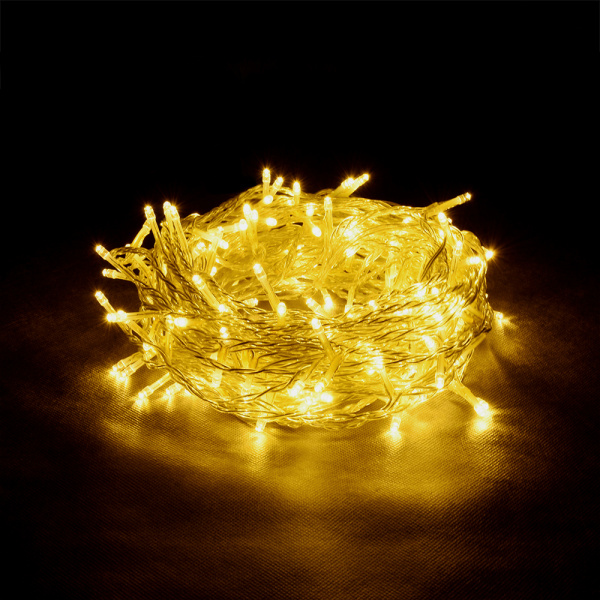 24V Электрогирлянда-конструктор "Бахрома" 64 желтых LED ламп, 12 нитей прозрачный провод, 2*1 м /32/4