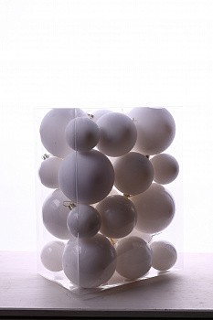 Набор шаров 6, 8, 10 см, пластик, матовый/глянцевый цвет белый, 24шт в ПВХ, РШ