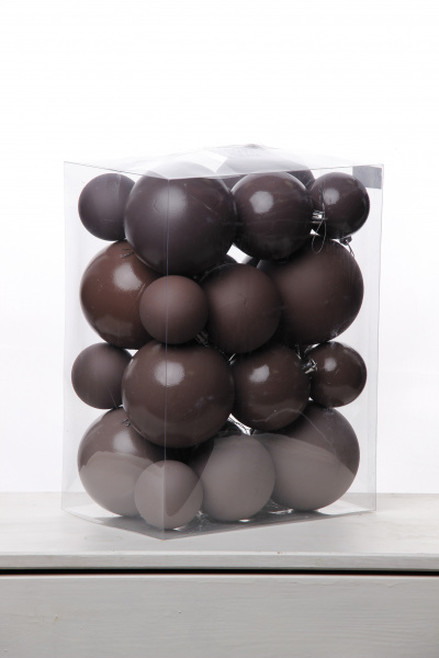 Набор шаров 6, 8, 10 см, пластик, матовый/глянцевый цвет 206/207/208/209, 24шт в ПВХ, РШ