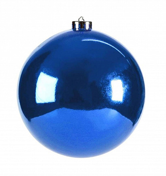 Шар новогодний глянцевый, пластик, 15см, синий