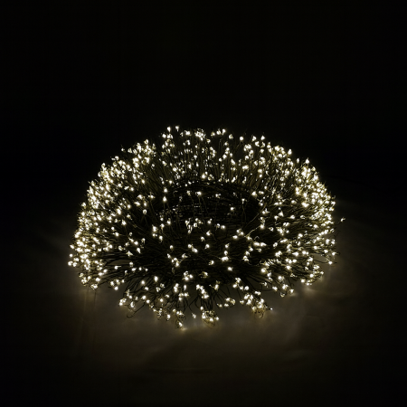 Гирлянда МИШУРА провод зеленый 30м, 1000 LED тепло-белый