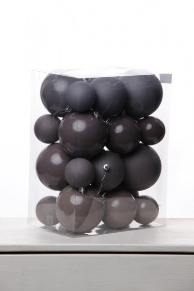 Набор шаров 6, 8, 10 см, пластик, матовый/глянцевый цвет 263/264/265/266, 24шт в ПВХ, РШ