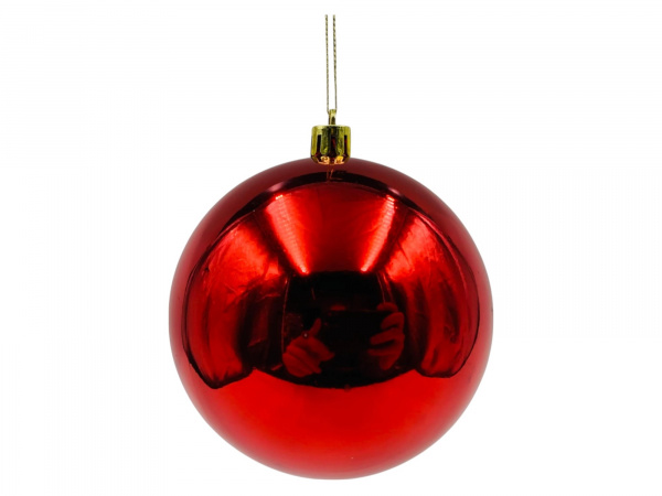Шар новогодний глянцевый, пластик, 15см, красный